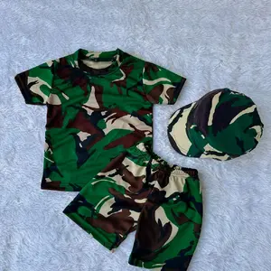 Setelan Anak Army Loreng Baju Celana Topi Pet Dryfit Premium Usia 1-8 Tahun Fashion Anak laki-laki
