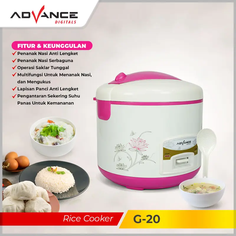 [COD] Advance Rice Cooker G20 / G-20 Kapasitas 1.8L 380W 3in1  Penanak Nasi magic Com Listrik magic  jar 3