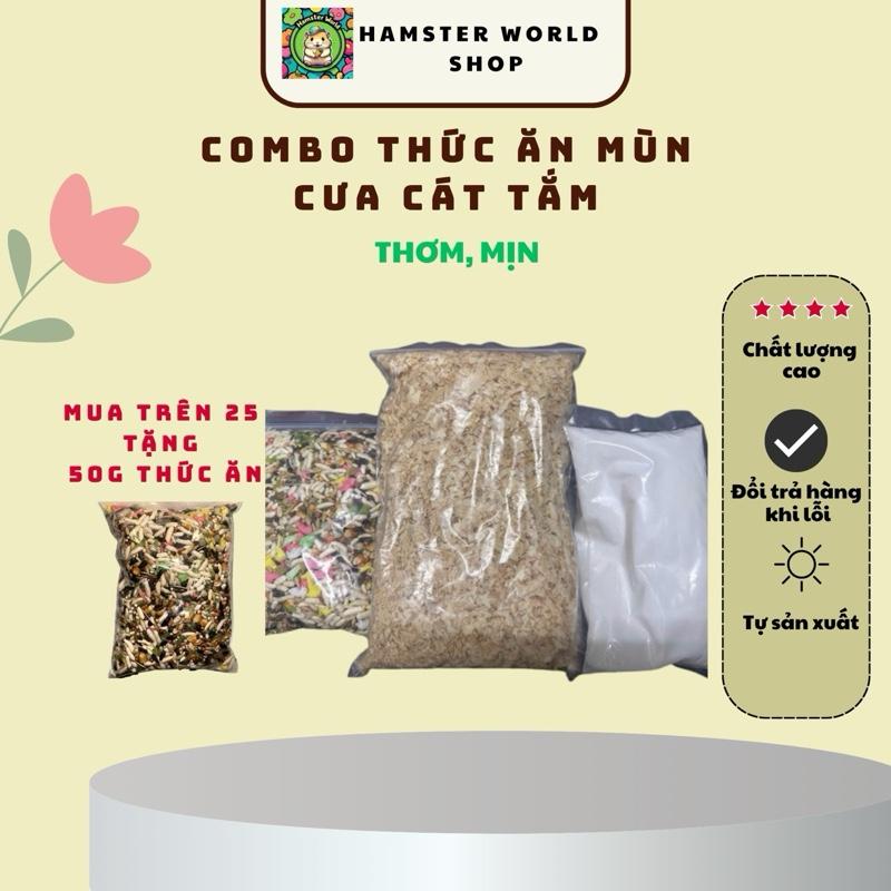 Combo Thức Ăn Mùn Cua Cát Tắm Thơm Mịn Cho Chuột Hamster Hỗ Trợ Sức Khỏe Thú Cưng Chất Lượng Cao