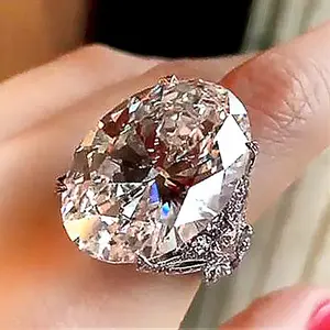 IC58W Cincin Wanita Zirkon Oval Besar Perhiasan Tangan Kupu-Kupu Sederhana dan Indah Cocok untuk Kesempatan Formal dan Kasual Rings