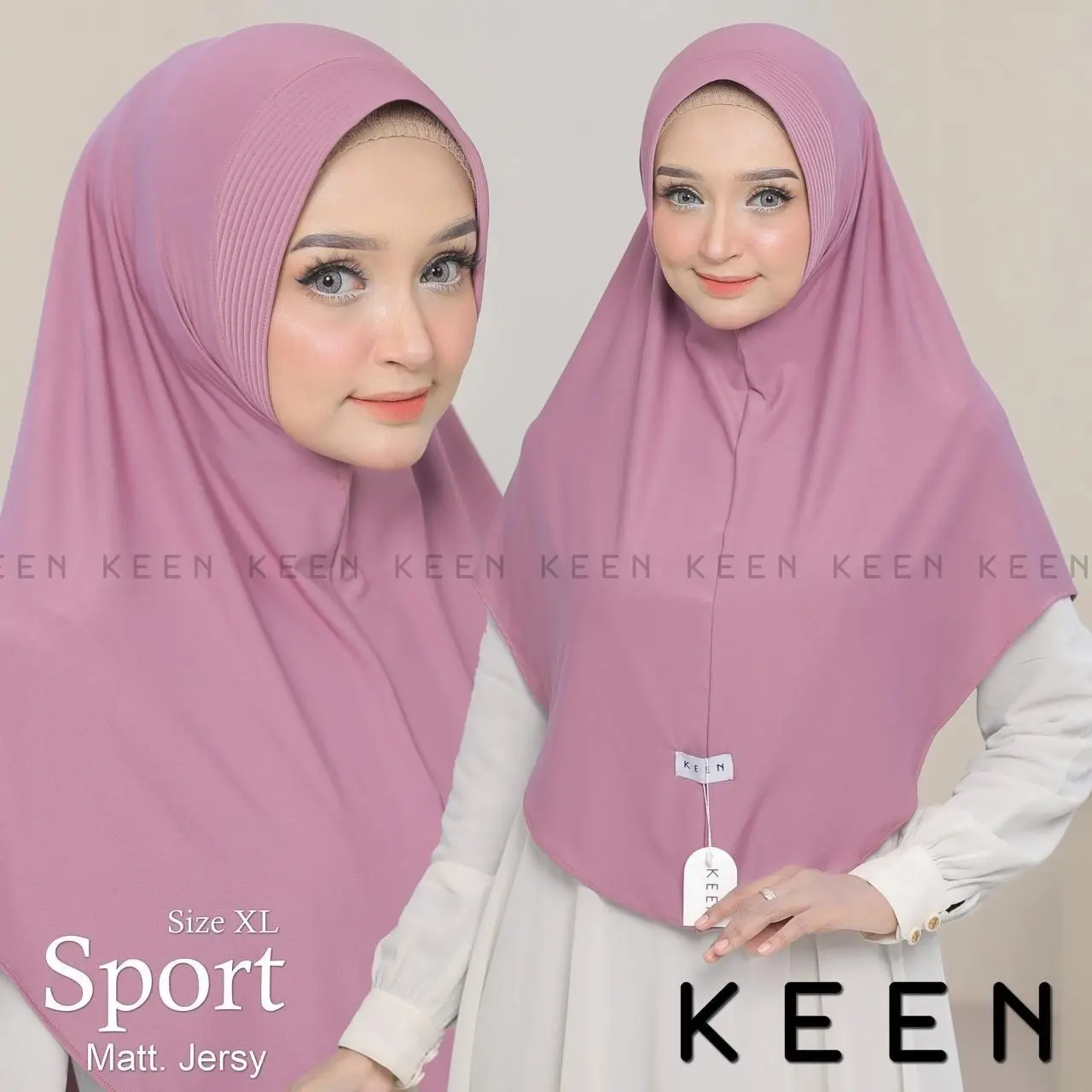 Hijab KEEN Jumbo XXL dan XL  Muslim Wanita Syar’i Nyaman Kerudung Panjang Instan Syari Bergo Sporty