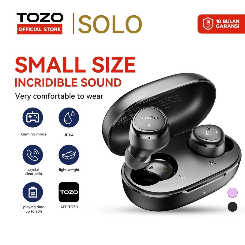 TOZO Agile Solo True Wireless Bluetooth Headset Support APP TOZO 16 EQ Setting  Earphone Bluetooth Bass Tws Mic Crystal Clear Calls 6