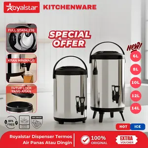 [Promo Idul Adha] Royalstar Termos Air Milk Tea Bucket Water 6 8 10 12 14 Liter Dispenser Protable Air Panas Dingin Serbaguna Stainless SUS 304 Kitchenware
