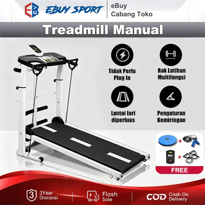 Treadmill Manual Multifungsi 16 in 1 - Alat Fitness Tanpa Listrik untuk Home Gym Dilengkapi Kursi Olahraga dan Fitur Latihan Perut Cocok untuk Pemula 300 KG MAX Berat 10 KG Garansi 12 Bulan Kaki