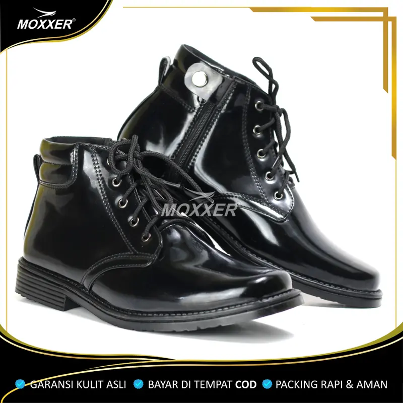 Sepatu PDH Kulit Asli 04 Dinas Security Satpam Pria Sepatu Kerja Kantor Oxford Pantofel Glossi Tali Resliting Karet Boots 0