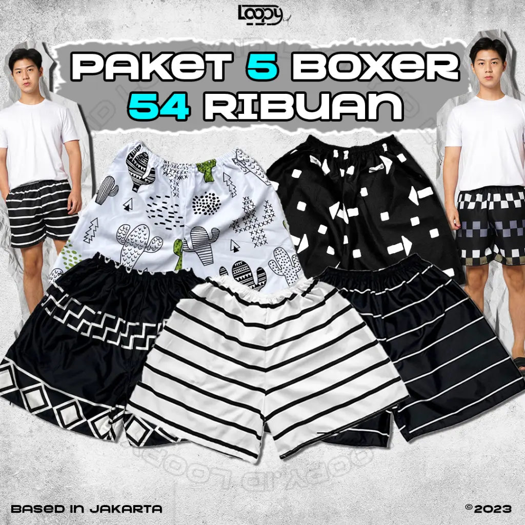 ( PAKET 5 PCS ) CELANA BOXER PRIA WANITA DEWASA MOTIF PREMIUM