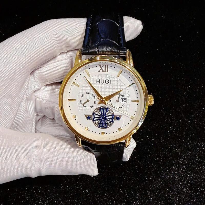 Hugi Đồng Hồ Nam Hugi R075B Dây Da Cao Cấp Chống Nước Thời Trang Nam. Đồng Hồ Nam Sang Trọng.