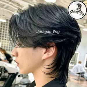 Wig Pria Korea Model Wolfcut Rambut Mullet Pendek