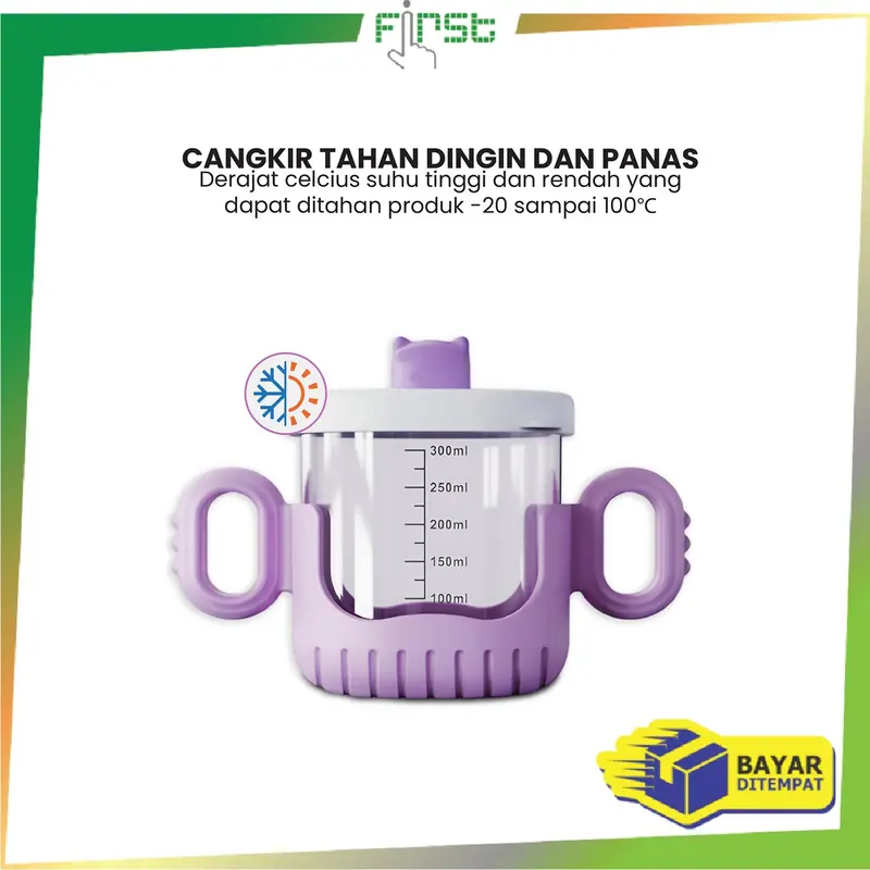 [COD] FH C1053 Gelas Minum Baby Training Cup 300ML dengan Pegangan dan Sedotan 4