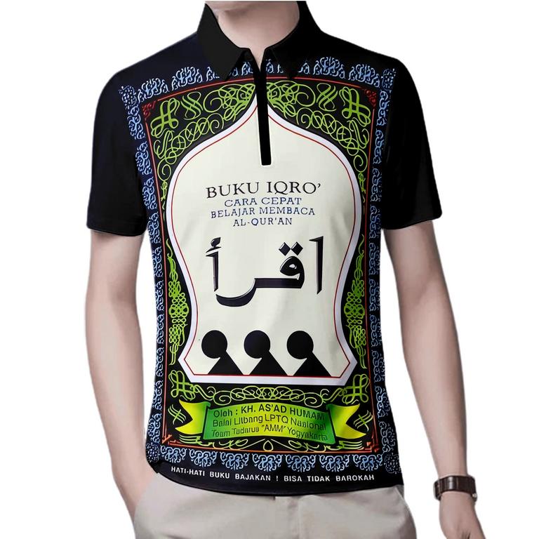 baju pria kaos unik buku iqro jersey 3D iqro bahan lembut tidak mudah kusut Fullprint bisa custom nama terbaru 5