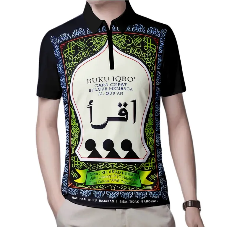 baju pria kaos unik buku iqro jersey 3D iqro bahan lembut tidak mudah kusut Fullprint bisa custom nama terbaru 4