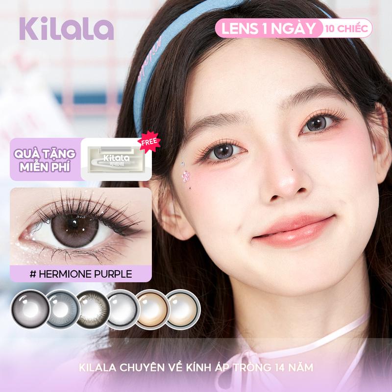  10 chiếc kính áp tròng Kilala LENS 1 NGÀY màu Đen Nâu Xám Tím DIA 14.0-14.5mm độ cận 0-7 lens êm mềm màu sắc trong trẻo dịu dàng thích hợp nhiều phong cách makeup 10 chiếc 