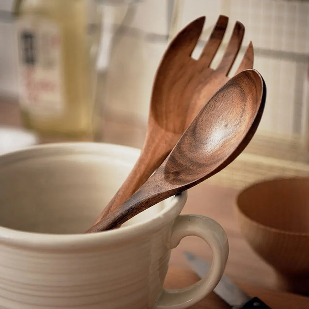 Cooking Scoop Utensils Serving Kitchen Tools Cutlery Dinner Tableware Large Spoons Fork Wooden Spoon