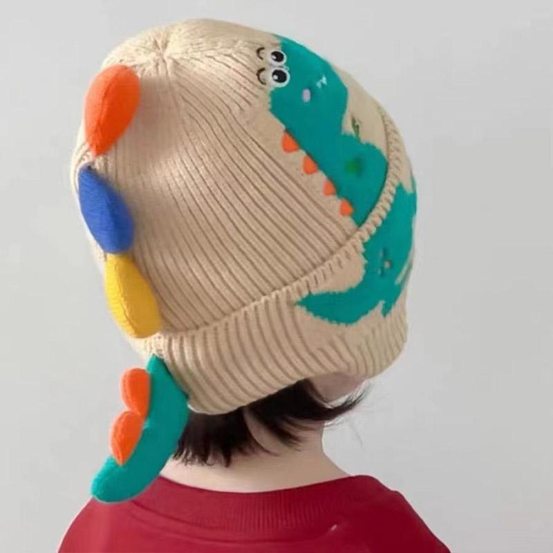 Product Introduction of Baby Winter Hat Cartoon Dinosaur Warm Knitted Beanie Earmuffs Cap Kids Boys Girls Outdoor Ear Protection Cap 7