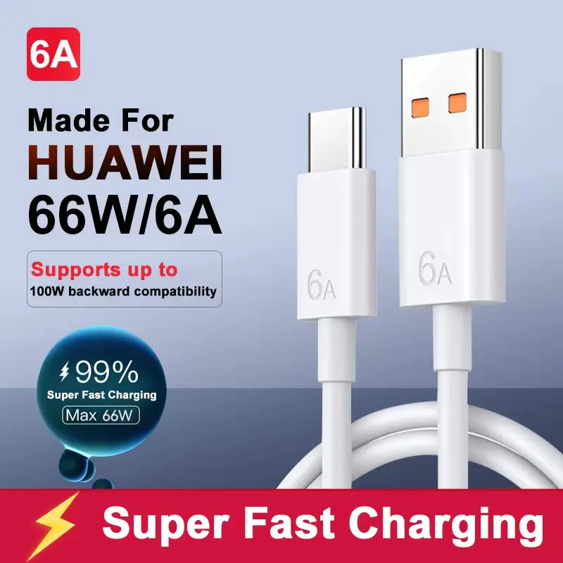 Cáp sạc USB-C, 66W SuperCharge, Tương thích với các thiết bị Huawei và Honor (Mate 60, P70, Pura 60, Honor 20) 0