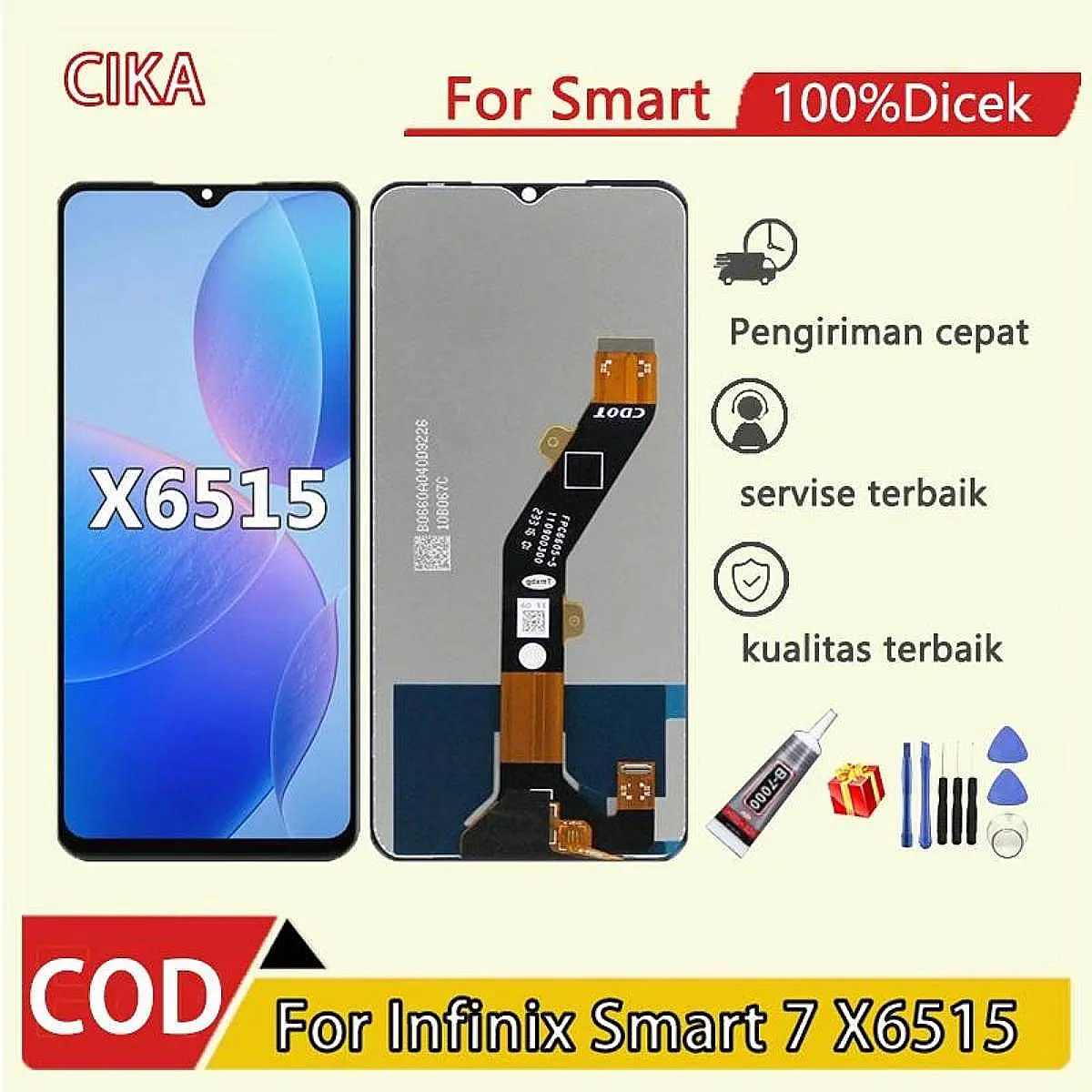 LCD Infinix Smart 7 X6515 Original TouchScreen Fullset Compatible For Glass Digitizer Layar