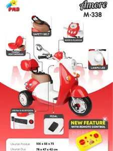 MOTOR AKI M338 AMORE mainan anak REMOTE CONTROL SAFETY BELT