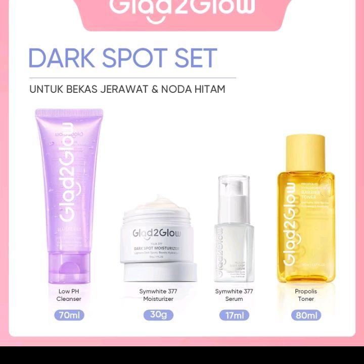 GLAD2GLOW DARK SPOT SET 4IN 1 FACIAL, TONER, MOISTURIZER+SERUM 0