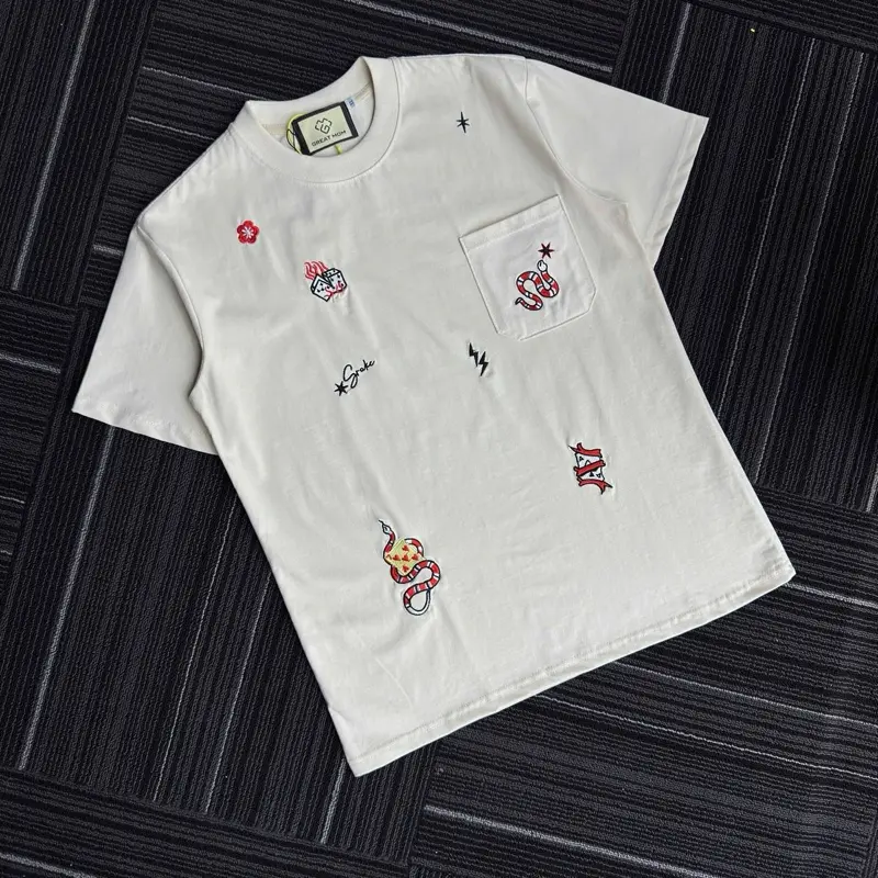 (R01) Áo thun nam nữ thêu hoạ tiết, chất cotton 2c(260gsm)