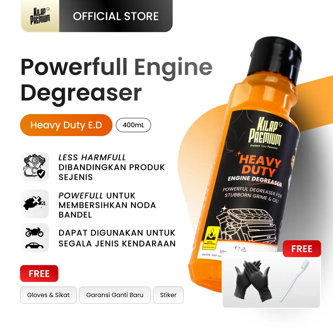 Heavy Duty Engine Degreaser | Kilap Premium - Pembersih Kerak, Oli, Kotoran Membandel, Pembersih Blok Mesin Motor, Mobil, Undercarriage, Kolong Kendaraan Tahan Air