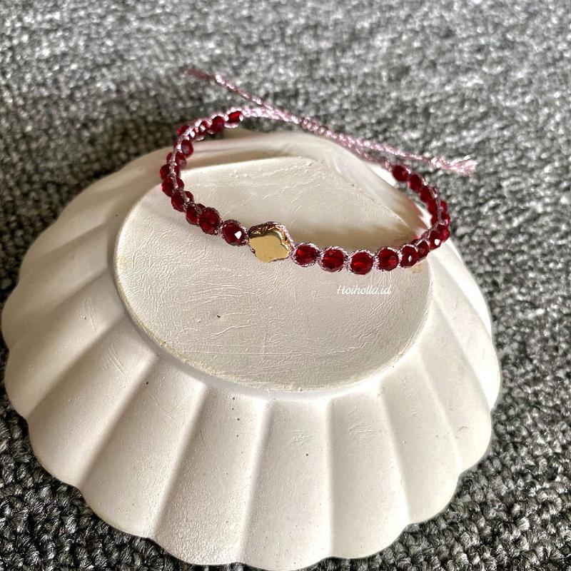 gelang serut Aurora waterproof crystal Beads 4mm - hoiholla bracalet plating 14k gold filled 2