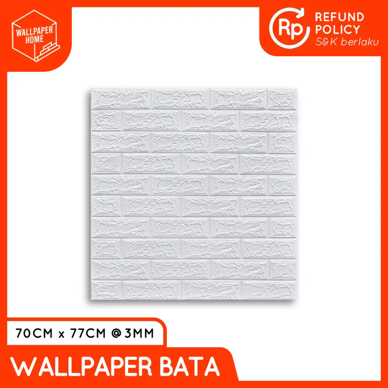 Wallpaper Dinding 3D Foam Motif Batu Bata 70 x 77 cm - Warna Putih 0
