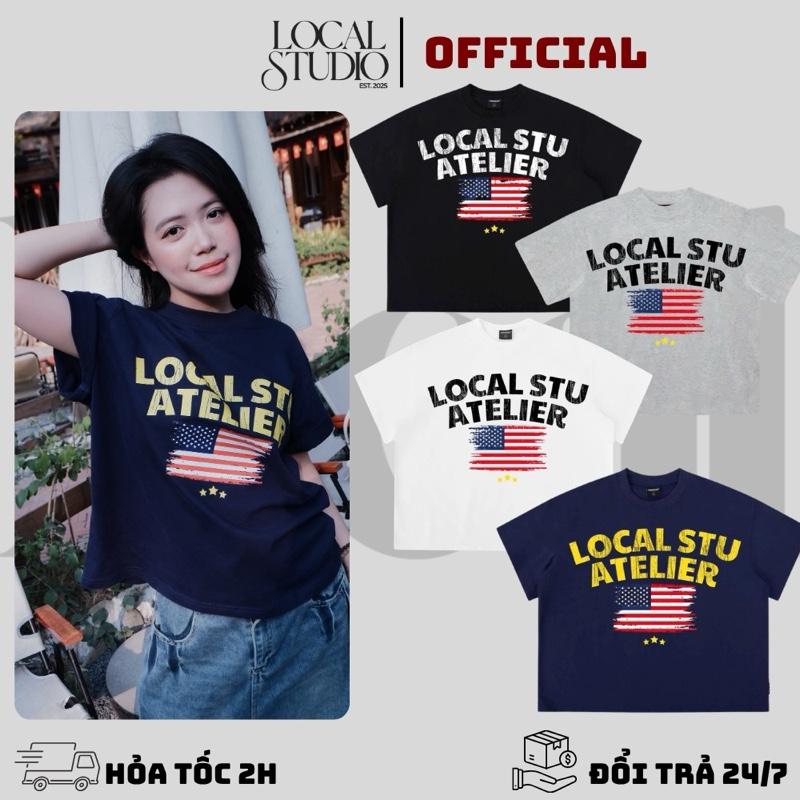 Áo Thun In Hình Local Stu Atelier Chất Cotton Mềm Mịn Thoáng Mát Form Boxy Cổ Tròn Nam Nữ - Nữ