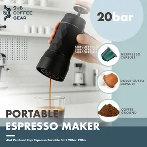 PORTABLE ESPRESSO MAKER MANUAL PRESSURE 3 IN 1 TRAVEL COFFEE MAKER MANUAL BREW ALAT PEMBUAT ESPRESSO CAMPING MESIN ESPRESSO MANUAL COFFEE PRESS OUTDOOR COFFEE MAKER MINIPRESSO STARESSO 20 BAR 120ML NESPRESSO DOLCE GUSTO