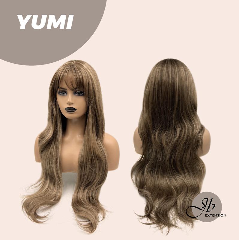 JBEXTENSION【UK】30 Inches Long Light Brown With Highlight Wig With Bangs YUMI 1