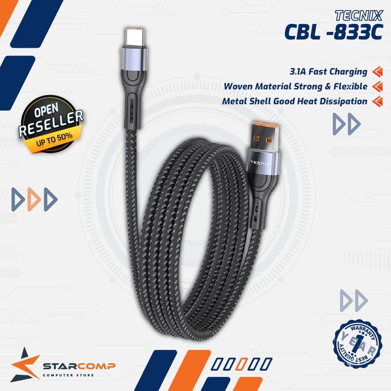 Tecnix CBL-833C Kabel Data Charger 3.1A Fast Charging 0