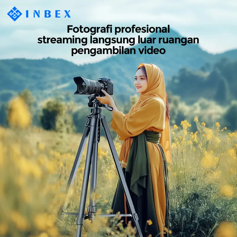 【K】【Beli 1 Gratis 4 】【24H shipping】【warranty 30 HARI】 INBEX Upgraded 3520 Dual Level Tripod Black+black storage bag+INBEX Bluetooth Remote Control/Remote Selfie Shutter /Wireless Remote for Android IOS Smartphone Aluminium Hitam 4