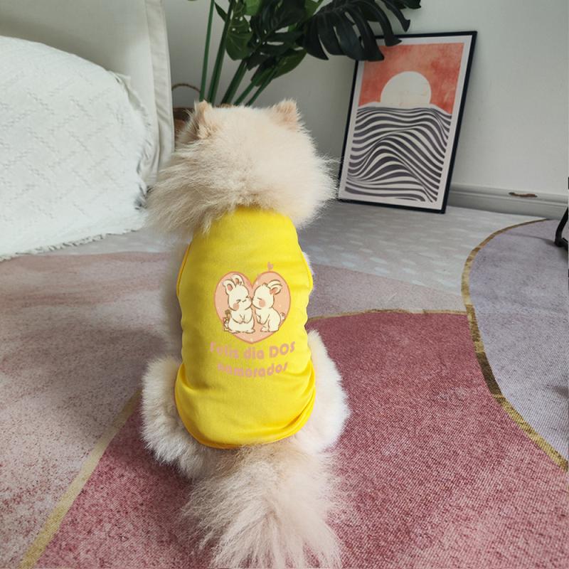 Product Introduction of Rompi dengan cetakan kucing dan anjing, jaket bernafas dengan corak arnab cinta, untuk anjing kecil dan sederhana, Baju 3