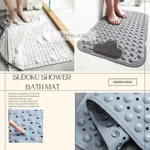 SUDOKU Shower Bath Mat / Keset  Kamar Mandi PVC Anti Slip Suction Cup