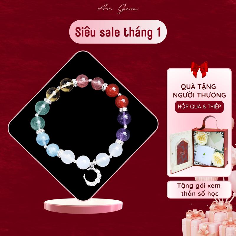 Vòng tay An gem đá vòng luân xa 7 loại đá kèm charm lắc tay thiết kế tinh tế phụ kiện nữ quà tặng sinh nhật giáng sinh Noel Tết Valentine  TẶNG GÓI XEM THẦN SỐ HỌC  