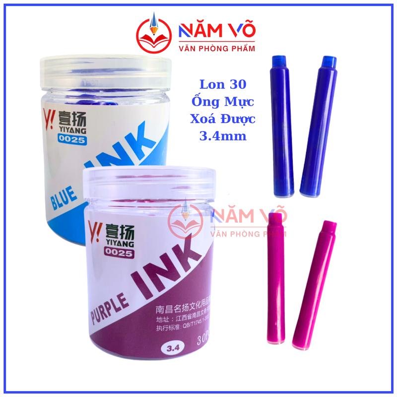 LON 30 Ống Mực Bôi Tẩy Xóa Được LOẠI TỐT (Ống Lớn) 3.4mm Sử Dụng Cho Bút Máy Ống Mực Xoá Được