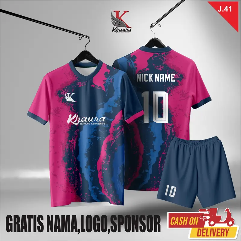 Jersey custom BluePink Jersey Futsal Jersey sepakbola Olahraga Pakaian Sport jersey  sepak bola 2024 2025 0