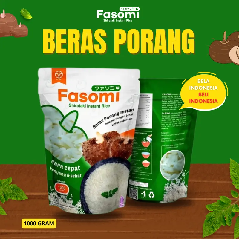 FASOMI BERAS PORANG 1 KG | SHIRATAKI Tinggi Serat Rendah Kalori 0