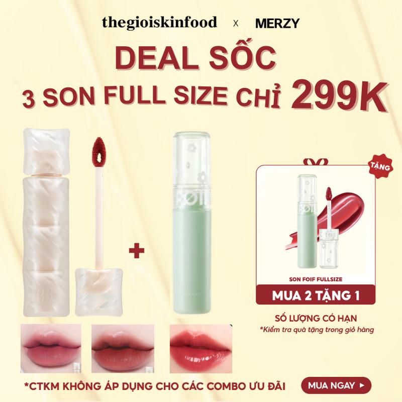 Combo Son Phao Kem Lì Mềm Mịn Như Bơ, Lâu Trôi Merzy Puffer Mellow Tint 3.7g + Son Tint Bóng Thuần Chay Foif Juicy Fit Tint 3g