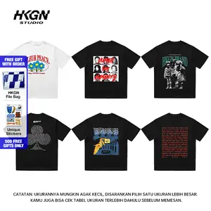 Gratis Sticker HKGN Heavyweight Tshirt 230g16s Kaos Cewe Mamba Kaos Streetwear Kaos Gaya Amerika Yang Tebal Nyaman Longgar Dan Trendi