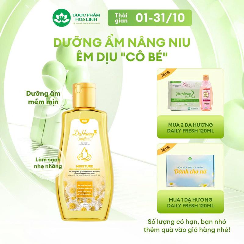 Dung dịch vệ sinh Dạ hương Daily Fresh Moisture - Tăng cường thành phần DƯỠNG ẨM 120ml