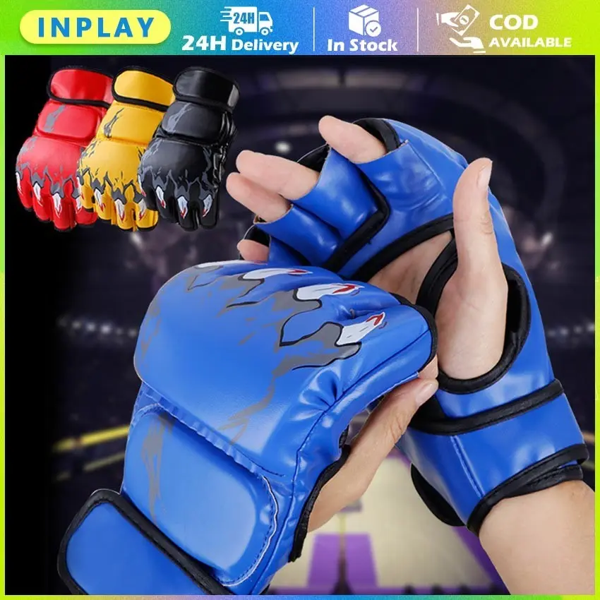 Sarung Tangan Tinju Muay Thai Boxing Mma Ufc Ukuran Anak Leather Gloves / Sarung Tangan Setengah Jari Anak-anak