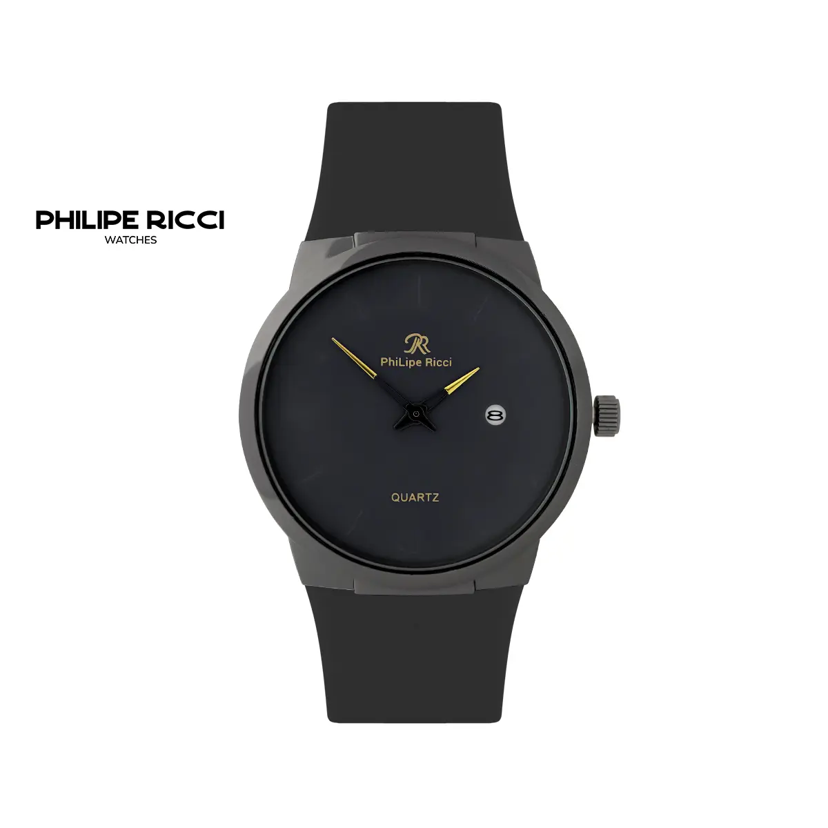 PhiLipe Ricci Jam Tangan Pria Karet Hitam Simple Terbaru Ori Tipis Keren 7553 Men Watches Free Box