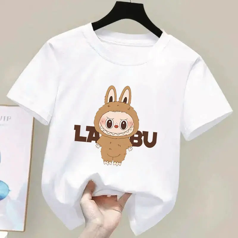 COD Kaos Anak Lengan Pendek Cewe Cowo / Baju Oblong Anak lengan Pendek Ideal Usia 2-15 TH Cotton combed Motif LABUBU Fashion 0