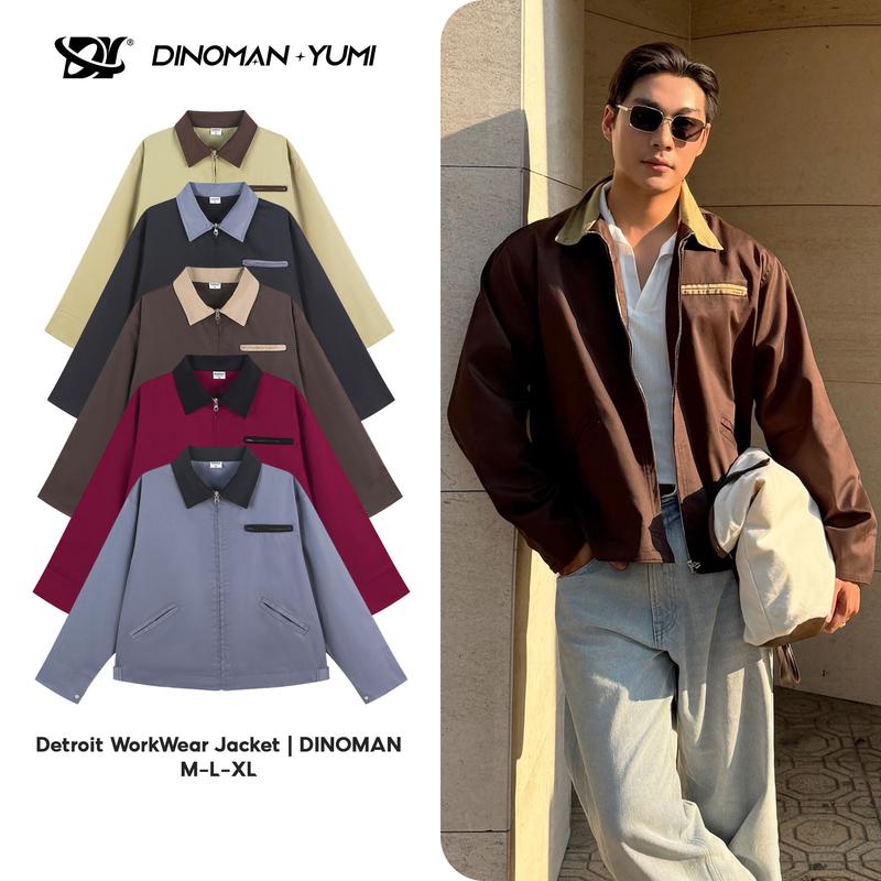   Mở Bán  Áo khoác Kaki Cổ Bẻ Phối Màu DINOMAN Chất Liệu Kaki Dày Dặn Phối Màu Trẻ Trung - AK010 