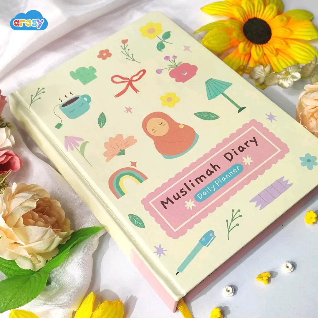 Muslimah Diary - Daily Planner, Buku Agenda Muslimah, 254 Halaman, Ukuran A5, Hardcover, Full Color