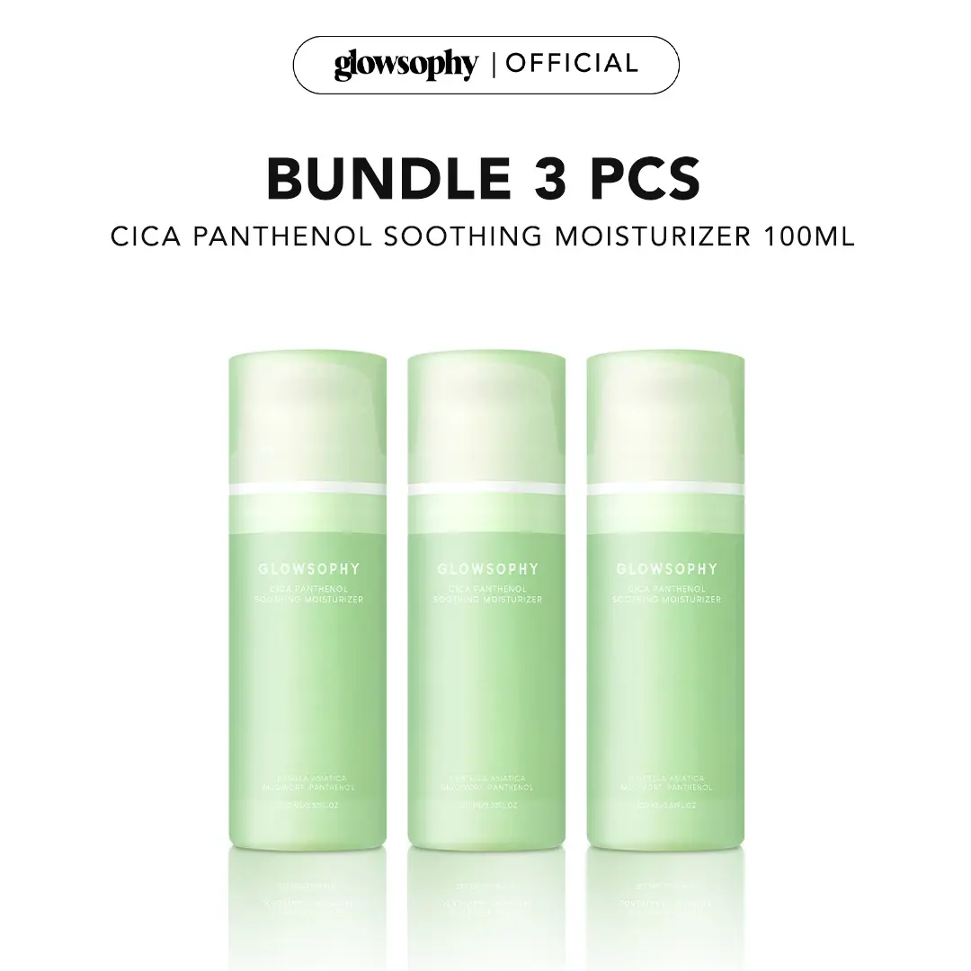 Glowsophy Bundle 3 Pcs CICA Centella Moisturizer Calming Redness Mugwort Gel Day and Night Skincare 100 ml