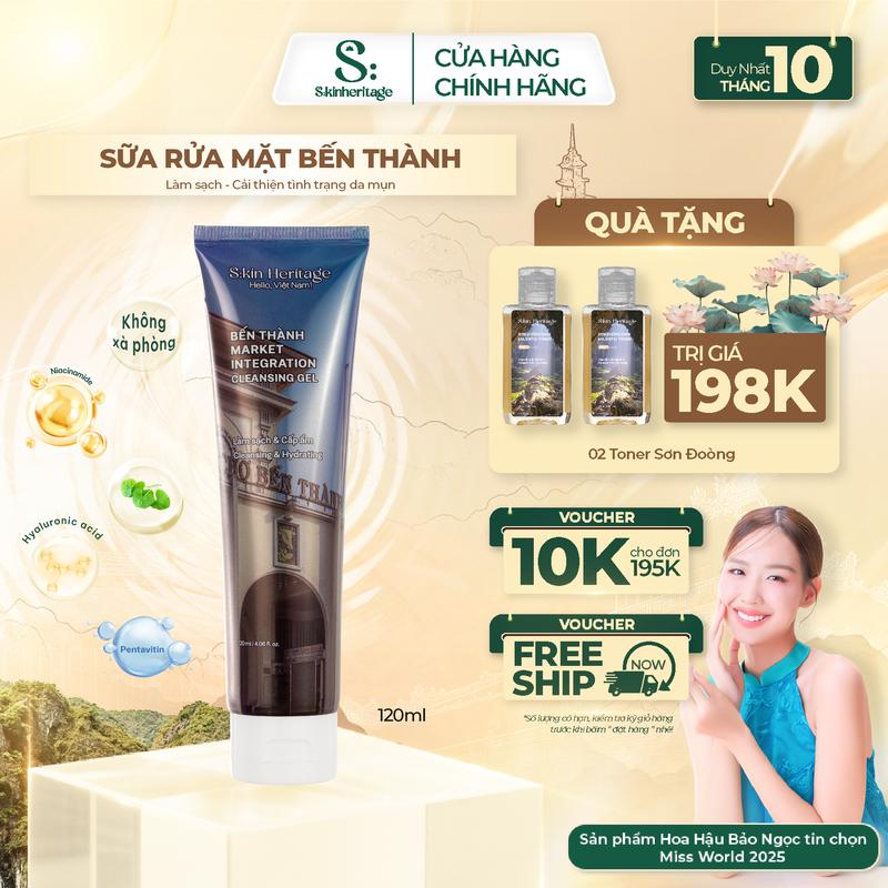Sữa Rửa Mặt Bến Thành Làm Sạch Dịu Nhẹ Cho Mọi Loại Da SKIN HERITAGE Không Chứa Xà Phòng 120ml