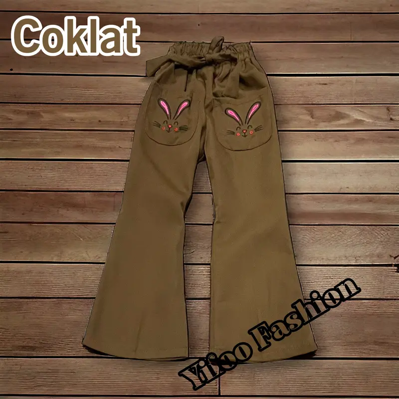 Celana Cutbray Anak Perempuan Usia 5-14 tahun Model Kantong Bordir Rabbit - YIFOO FASHION 4