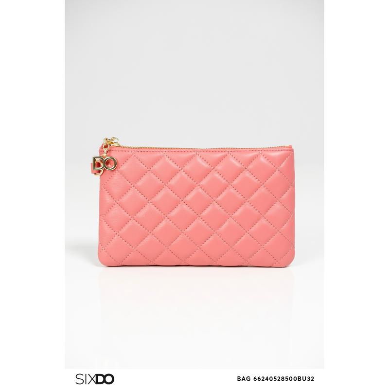 Ví da hồng trám SIXDO Pink Zipper Leather Long Wallet