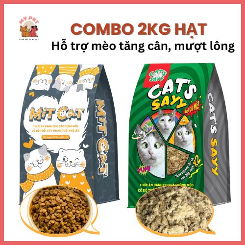 COMBO 2KG HẠT MIX VỊ cho mèo nhiều ruốc gà dầu cá bổ sung đủ chất hỗ trợ tăng cân giảm rụng lông mượt lông